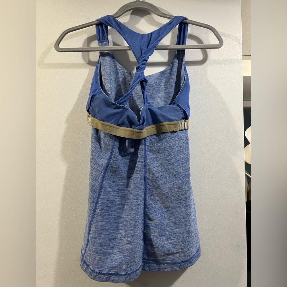 Lululemon Spin Me Tank 6 Heathered royal blue Circle Mesh racerback mesh LN - Picture 8 of 8